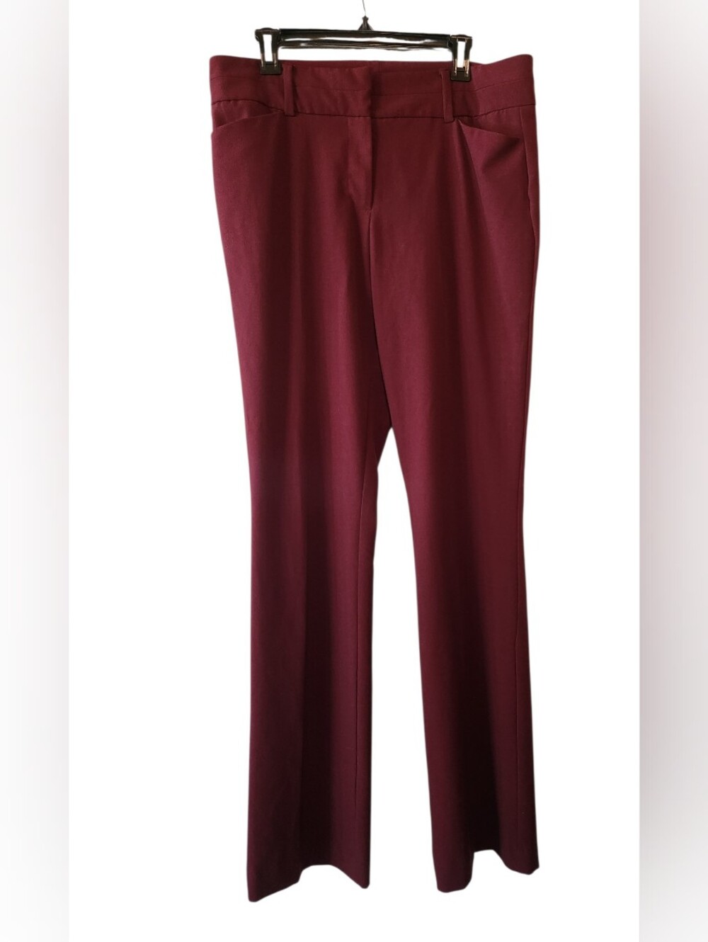 New York & Co. Burgundy Slacks Trousers Straight Cut Size 12 Tall EUC $19